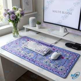 🖱️ Tapis de Souris XXL Mauve Bloom – Grand Desk Mat Antidérapant avec Motif Floral Élégant
