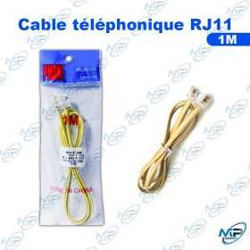 🔌 Câble Téléphonique RJ11 1 m – Cordon Téléphone Mâle/Mâle Universel pour Téléphone Fixe, Fax et Modem