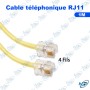 🔌 Câble Téléphonique RJ11 1 m – Cordon Téléphone Mâle/Mâle Universel pour Téléphone Fixe, Fax et Modem