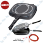 🍳 Poêle Double Face 40 cm avec Joint Silicone – Poêle Grill Antiadhésive Hermétique – Cuisson Sans Fumée