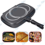 🍳 Poêle Double Face 40 cm avec Joint Silicone – Poêle Grill Antiadhésive Hermétique – Cuisson Sans Fumée