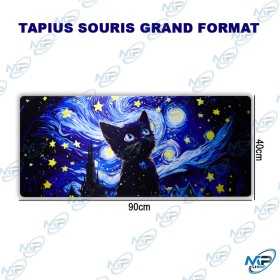 🖱️ Tapis de Souris XXL 90 × 40 cm – Design Chat Artistique – Grand Format Gaming Antidérapant