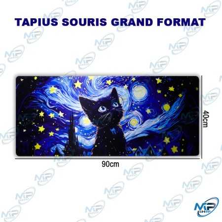 🖱️ Tapis de Souris XXL 90 × 40 cm – Design Chat Artistique – Grand Format Gaming Antidérapant
