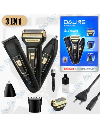 ✂️ Tondeuse Multifonction 3 en 1 Daling DL-9001 Rechargeable – Rasoir Électrique, Tondeuse de Précision & Coupe-Nez