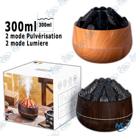 🌫️ Diffuseur d’Huiles Essentielles 300ml Effet Volcan – Humidificateur LED avec 2 Modes de Brume