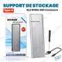 💾 Boîtier Externe SSD M.2 NVMe USB Type-C 3.1 – Support de Stockage Haute Vitesse en Aluminium