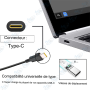 🔌 Câble d'Alimentation USB Type-C 1,7 m pour Chargeur PC Portable – Connecteur 2 Fils – Remplacement Universel