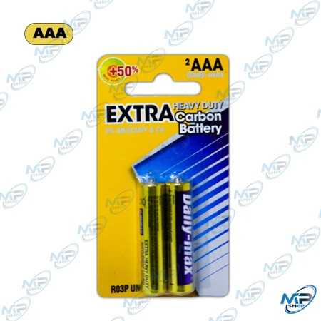 🔋 Lot de 2 Piles AAA R03 Extra Heavy Duty Carbon Daily-Max – 1,5 V – Sans Mercure ni Cadmium