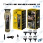✂️ Tondeuse Professionnelle HTC AT-639 Rechargeable – Lame en T Haute Précision, Écran LED, 5 Sabots de Coupe