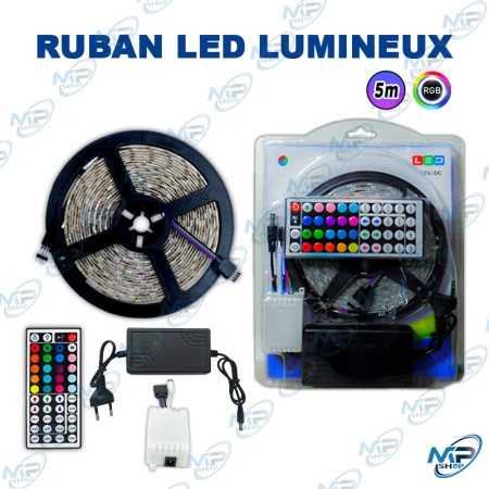 🎨 Ruban LED RGB 5M 12V avec Télécommande et Alimentation – Kit Complet d'Éclairage Multicolore