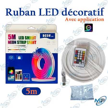 🎨 Ruban LED Néon Smart RGB 5M USB avec Application Bluetooth et Télécommande – Éclairage Décoratif Flexible IP67