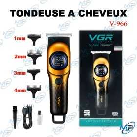 ✂️ Tondeuse à Cheveux Professionnelle VGR V-966 Sans Fil – Écran LED, Recharge USB, Lame T Precision, 4 Sabots