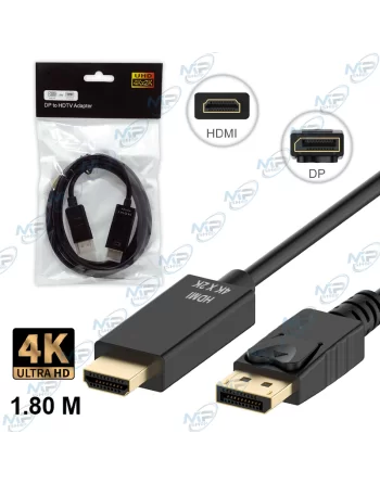 🔌 Câble DisplayPort (DP) vers HDMI 4K Ultra HD 2K – 1,80 m – Adaptateur Audio & Vidéo Haute Définition