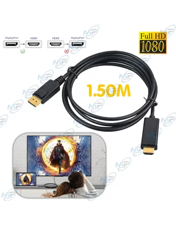 🔌Câble DisplayPort (DP) vers HDMI Full HD 1080P – 1,50 m – Adaptateur Audio & Vidéo Unidirectionnel
