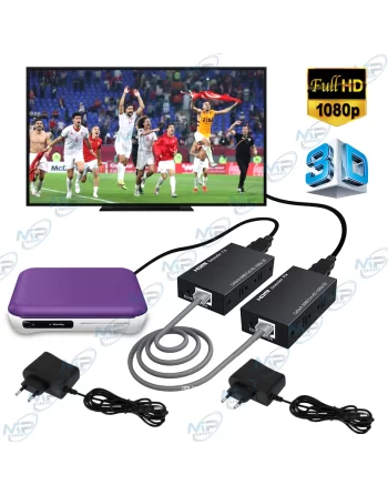 🔌 Extendeur HDMI vers RJ45 Full HD 1080P 3D – Kit Émetteur & Récepteur avec Alimentation – Extension HDMI sur Câble Réseau