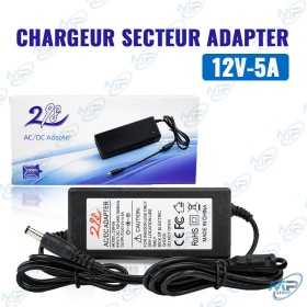 🔌 Chargeur Secteur 12V 5A AC/DC – Adaptateur d'Alimentation Universel 60W avec Connecteur DC pour Caméras, Routeurs, Écrans LED