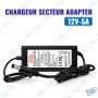 🔌 Chargeur Secteur 12V 5A AC/DC – Adaptateur d'Alimentation Universel 60W avec Connecteur DC pour Caméras, Routeurs, Écrans LED