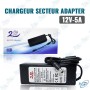 🔌 Chargeur Secteur 12V 5A AC/DC – Adaptateur d'Alimentation Universel 60W avec Connecteur DC pour Caméras, Routeurs, Écrans LED