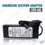 🔌 Chargeur Secteur 12V 5A AC/DC – Adaptateur d'Alimentation Universel 60W avec Connecteur DC pour Caméras, Routeurs, Écrans LED