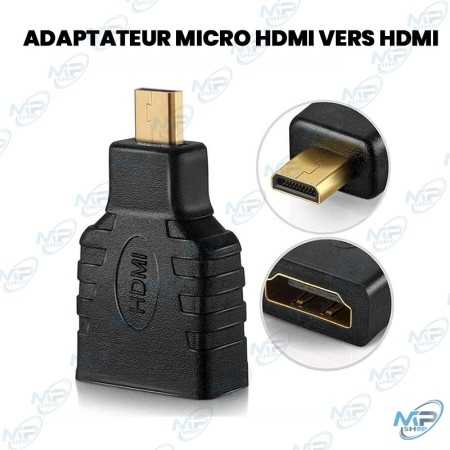 🔌 Adaptateur Micro HDMI Mâle vers HDMI Femelle – Convertisseur Audio/Vidéo Full HD & 4K Compatible Caméra, Tablette, PC Portable