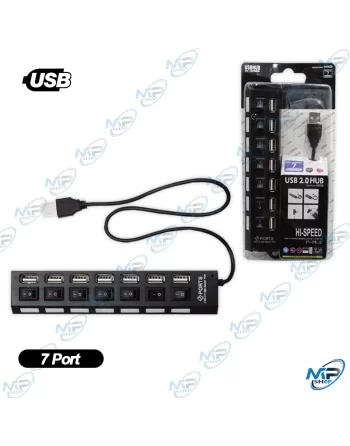 🔌 Hub USB 2.0 Haute Vitesse 7 Ports avec Interrupteurs Individuels – Répartiteur USB Multiports Plug & Play pour PC et Ordinateu