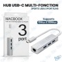 🔌 Hub USB-C Multi-Fonction 3 Ports USB 3.0 + Ethernet RJ45 10/100 Mbps – Adaptateur MacBook