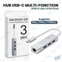 🔌 Hub USB-C 3 Ports USB + Ethernet RJ45 Gigabit 10/100/1000 Mbps – Adaptateur Multi-Fonction pour MacBook et PC