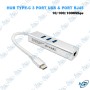 🔌 Hub USB-C 3 Ports USB 3.0 avec Adaptateur Ethernet RJ45 Gigabit 10/100/1000 Mbps – Hub Type-C pour MacBook et PC