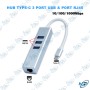 🔌 Hub USB-C 3 Ports USB 3.0 avec Adaptateur Ethernet RJ45 Gigabit 10/100/1000 Mbps – Hub Type-C pour MacBook et PC