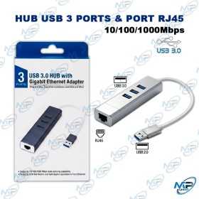 🔌 Hub USB 3.0 3 Ports avec Adaptateur Ethernet RJ45 Gigabit 10/100/1000 Mbps
