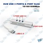 🔌 Hub USB 3.0 3 Ports avec Adaptateur Ethernet RJ45 Gigabit 10/100/1000 Mbps