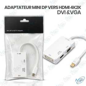 🔌 Adaptateur Mini DisplayPort vers HDMI 4K/2K, DVI & VGA