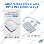 📺 Adaptateur USB Type-C vers HDMI, VGA, DVI & USB – Hub 4 en 1