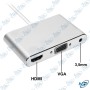 📺 Adaptateur USB-C vers HDMI & VGA 4K avec Sortie Audio 3,5 mm – Convertisseur Vidéo Type-C pour Écran, TV et Projecteur