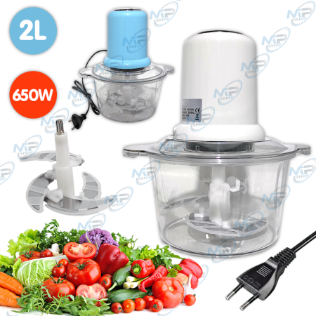 🔪 Hachoir Électrique 2 L 650W – Robot Hachoir Multifonction avec Bol Transparent