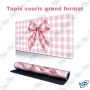 🖱️ Tapis souris grand format 90×40 cm – Rose Vichy avec Nœud