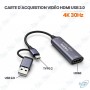 🎥Carte de Capture Vidéo HDMI vers USB 2.0 & Type-C 4K – Adaptateur Streaming Full HD pour PC, Console et Smartphone