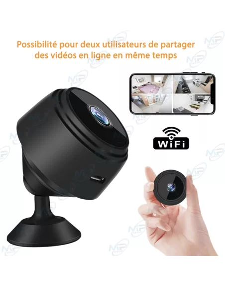 📷 Mini Caméra de Surveillance WiFi A9 HD – Caméra Espion Sans Fil avec Vision Nocturne, Détection de Mouvement et Support Magnét