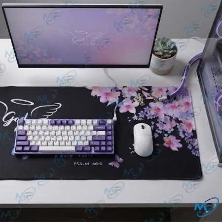 🖱️ Tapis de Souris Grand Format 89,5 × 39,5 cm – Desk Mat XXL Floral Noir et Violet