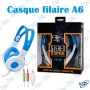 🎧 Casque Filaire Stéréo KOMC A6 – Casque Audio avec Microphone pour PC, Notebook et Multimédia