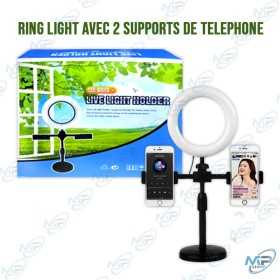 🔆 Ring Light LED avec 2 Supports de Téléphone – Éclairage pour Selfie, Live, TikTok & Vidéo