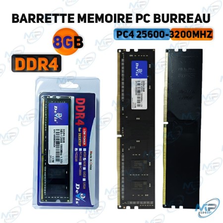 🖥️ Barrette Mémoire RAM 8GB DDR4 3200MHz PC4-25600 pour PC Bureau – Haute Performance