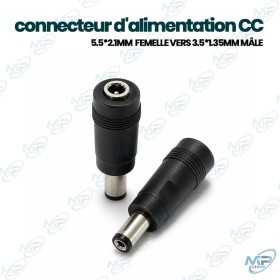 🔌 Adaptateur d'Alimentation CC 5,5 × 2,1 mm Femelle vers 3,5 × 1,35 mm Mâle – Connecteur DC pour Alimentation Électronique