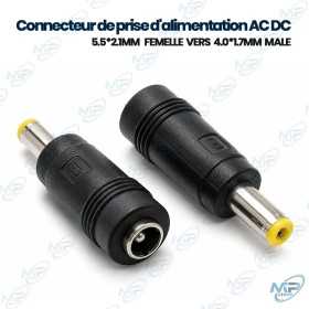 🔌 Adaptateur d'Alimentation AC/DC 5,5 × 2,1 mm Femelle vers 4,0 × 1,7 mm Mâle – Convertisseur Jack DC pour Alimentation Électron