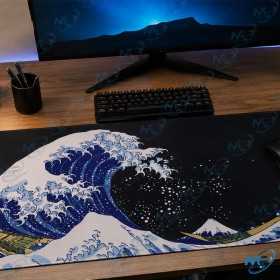 🖱️ Tapis de Souris Grand Format 89,5 × 39,5 cm – Vague Japonaise