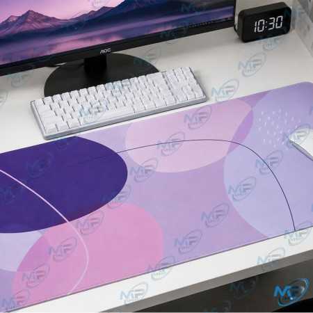 🖱️ Tapis de Souris Grand Format 89,5 x 39,5 cm – Tapis de Bureau XXL Design Abstrait Violet et Rose