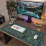 🖱️ Tapis de Souris Grand Format 89,5 × 39,5 cm – Design Floral Vert Foncé – Desk Mat XXL pour Bureau et Gaming