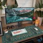 🖱️ Tapis de Souris Grand Format 89,5 × 39,5 cm – Design Floral Vert Foncé – Desk Mat XXL pour Bureau et Gaming