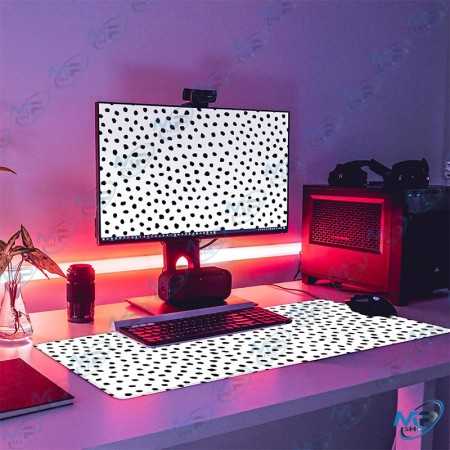 🖱️ Tapis Souris Grand Format 89,5 × 39,5 cm – Motif Léopard Noir & Blanc