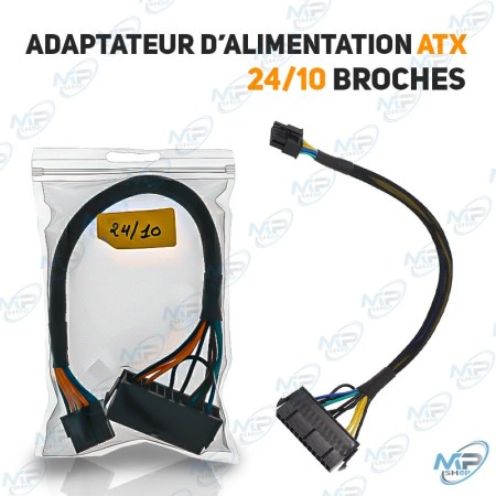 🔌 Adaptateur d’Alimentation ATX 24 vers 10 Broches – Câble Convertisseur PSU pour Carte Mère PC